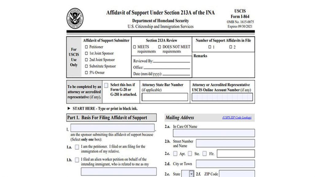 i864 - Affidavit For Family-Based Immigrant | Form i864 